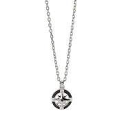 Kidult Collana con ciondolo rosa dei venti in acciaio e nero 851109