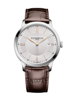 Load image into Gallery viewer, Baume & Mercier Classima 10882 - cassa acciaio - cinturino pelle marrone - quadrante argentato con datario