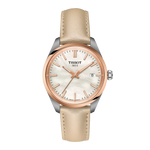 Load image into Gallery viewer, Tissot PR 100 34mm T150.210.26.111.00 - cinturino pelle beige - cassa acciaio - quadrante madreperla bianca - lunetta oro rosa