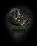 Load image into Gallery viewer, Hublot Big Bang Reloaded Dark Green Ceramic 421.GM.1149.NR.RLD - cassa ceramica verde scuro - cinturino gomma e tessuto verde scuro - quadrante scheletrato