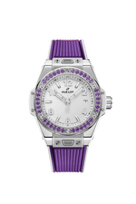 Load image into Gallery viewer, Hublot Big Bang Joyful Steel Purple 485.SV.2210.RX.1205 - cassa acciaio - quadrante bianco lucido - cinturino gomma viola