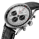 Load image into Gallery viewer, Cassa in acciaio inossidabile e bracciale in metallo acciaio del Breitling Navitimer B01 Chronograph 43, con lunetta bidirezionale e vetro zaffiro anti-riflesso.