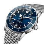 Load image into Gallery viewer, Cassa in acciaio inox da 42 mm con lunetta unidirezionale in ceramica, vetro zaffiro bombato antiriflesso su entrambi i lati e corona a vite del Breitling Superocean Heritage