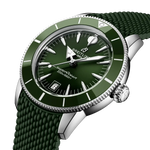 Load image into Gallery viewer, Profilo laterale della cassa rotonda in acciaio inossidabile con vetro zaffiro bombato, lunetta unidirezionale in ceramica e corona a vite.