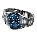 Load image into Gallery viewer, Bracciale in acciaio inox a maglia milanese con chiusura pieghevole dell'orologio Breitling Superocean Heritage B31 Automatic 42