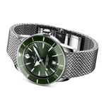 Load image into Gallery viewer, Bracciale in acciaio inox a maglia milanese con chiusura pieghevole dell'orologio Breitling Superocean Heritage B31 Automatic 42
