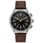 Load image into Gallery viewer, Bulova Pilot A15 96A245 con cassa acciaio da 42 mm, ghiera girevole e quadrante nero con numeri arabi luminescenti.