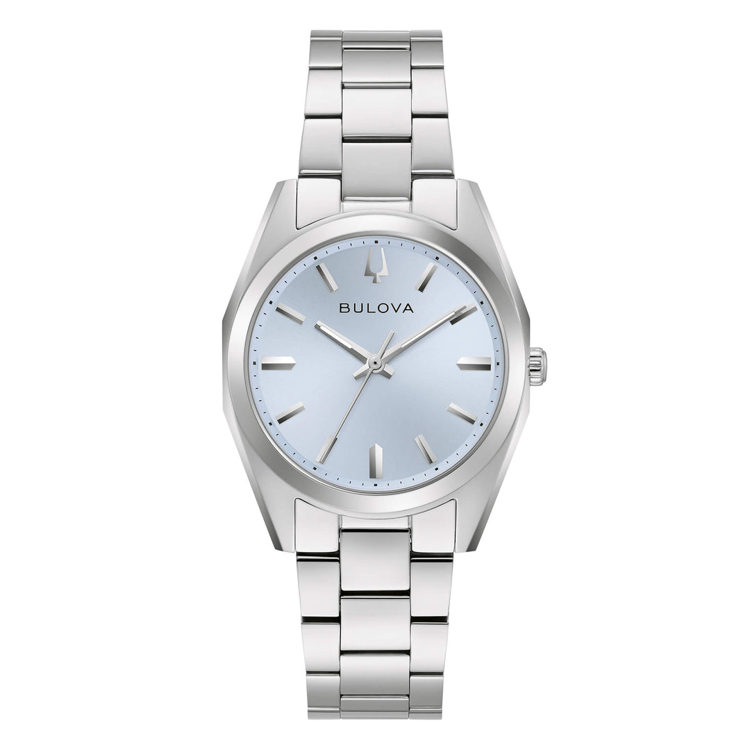 Bulova Surveyor Lady 96L346 con cassa rotonda acciaio inox e quadrante ice blue.