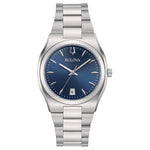 Load image into Gallery viewer, Bulova Surveyor Lady 96M157 con cassa rotonda in acciaio inox da 34 mm e quadrante blu con datario.
