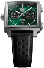 Load image into Gallery viewer, Tag Heuer Monaco Chronograph CDW2180.FC8360 - cassa titanio - cinturino pelle nero - quadrante verde con datario e cronografo