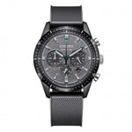 Load image into Gallery viewer, Citizen Crono T9 Eco Drive CA465-02H con quadrante nero e cinturino in gomma nero.