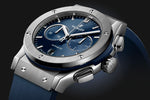 Load image into Gallery viewer, Hublot Classic Fusion Cronograph Titanium Blue 541.NX.7170.RX - cinturino caucciù blu - cassa titanio - quadrante blu con cronografo e datario