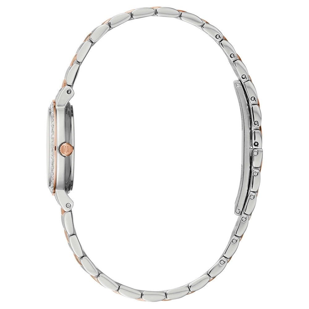 Cinturino in acciaio inox con maglie lucide e satinato, chiusura deployante del Classic Lady Diamond Bulova