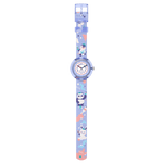 Load image into Gallery viewer, Vista frontale dell’orologio Flik Flak Arty Animals FBNP246 con quadrante bianco e grafiche animali, ideale per l’apprendimento dell’ora nei bambini.