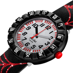 Load image into Gallery viewer, Dettaglio del cinturino nero in silicone lucido del Flik Flak Webaxus.