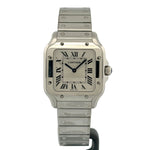 Load image into Gallery viewer, Santos de Cartier Modello Piccolo Quarzo WSSA0082 - bracciale e cassa acciaio - quadrante argento con numeri romani