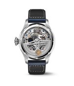 Load image into Gallery viewer, Dettaglio quadrante blu con complicazioni calendario perpetuo e doppie fasi lunari.