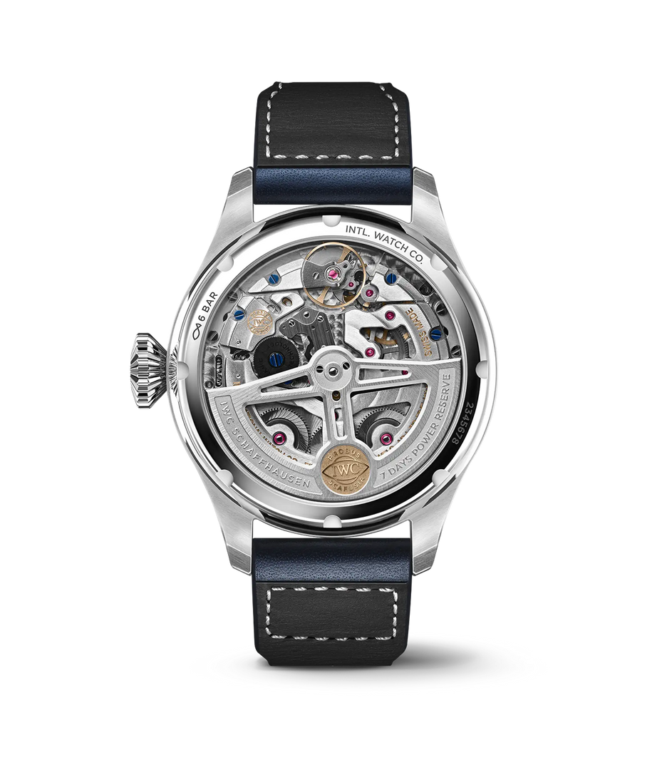 Dettaglio quadrante blu con complicazioni calendario perpetuo e doppie fasi lunari.