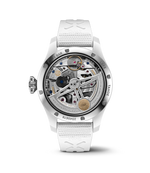 Load image into Gallery viewer, Dettaglio quadrante bianco con complicazioni calendario perpetuo e doppie fasi lunari.