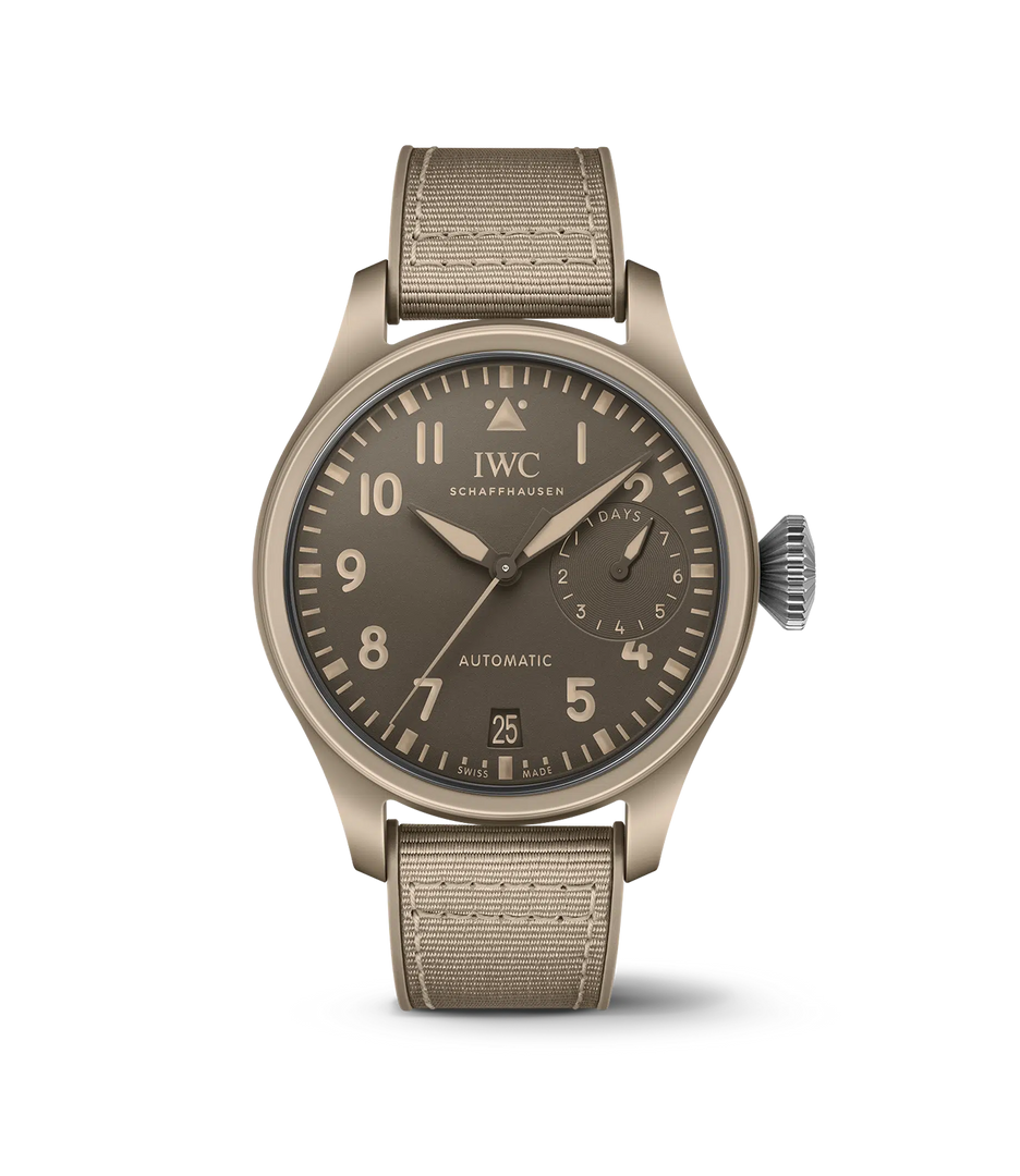 IWC Big Pilot’s Watch TOP GUN Edition «Mojave Desert» IW506003 con cassa ceramica beige da 46 mm e quadrante marrone sabbia.