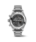 Load image into Gallery viewer, Dettaglio lunetta in ceramica nera lucida e quadrante cronografo nero.