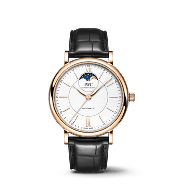 IWC Portofino Automatic Moon Phase IW459403 con cassa in oro rosso 18 ct da 40 mm e quadrante argenté.