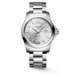 Load image into Gallery viewer, Quadrante blu con indici applicati e lancette rosa dell'orologio Longines Conquest 7