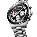Load image into Gallery viewer, Bracciale in acciaio inox con chiusura déployante a tripla sicurezza e meccanismo di apertura a pressione del Longines Conquest Chronograph