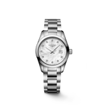 Load image into Gallery viewer, Orologio Longines Evidenza L22864876 con cassa tonneau in acciaio da 35x43 mm, quadrante argenté con numeri romani neri e lancette blu a forma di gladio.