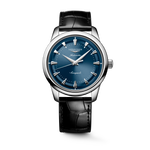 Load image into Gallery viewer, Orologio Longines Conquest Heritage L16504922 con cassa in acciaio da 40 mm e quadrante blu laccato lucido, lancette e indici argento, datario a ore 3.