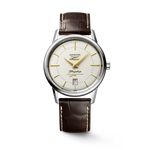 Load image into Gallery viewer, Cinturino in pelle di alligatore grigio con fibbia tradizionale dell'orologio Longines Flagship Heritage Moonphase