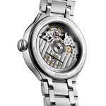 Load image into Gallery viewer, Vista laterale del Longines Primaluna Moonphase L81264716 evidenziando la cassa sottile in acciaio inox e il bracciale in acciaio lucido.