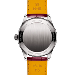 Load image into Gallery viewer, Cinturino in pelle di alligatore burgundy con fibbia ad ardiglione abbinato alla cassa in acciaio lucido.