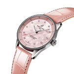 Load image into Gallery viewer, Vista laterale della cassa in acciaio inox lucido del Breitling Navitimer 32mm con vetro zaffiro bombato.