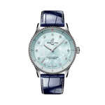 Load image into Gallery viewer, Quadrante blu madreperla del Breitling Navitimer 32 A77320171C1P1 con indici a bastone e lancette luminescenti.