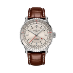 Load image into Gallery viewer, Quadrante blu con indici e lancette luminescenti del Breitling Navitimer Automatic GMT 41 A32310211G1P1 in acciaio inox.