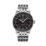 Load image into Gallery viewer, Quadrante nero con indici e lancette luminescenti del Breitling Navitimer Automatic GMT 41 A32310251B1A1 in acciaio inox.