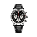 Load image into Gallery viewer, Quadrante nero con indici luminescenti e lancette a bastone del Breitling Navitimer B01 Chronograph 43
