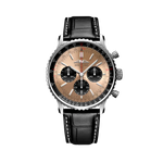 Load image into Gallery viewer, Profilo laterale della cassa rotonda in acciaio inossidabile con vetro zaffiro bombato antiriflesso del Navitimer 43.