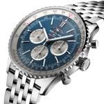 Load image into Gallery viewer, Profilo laterale della cassa rotonda in acciaio inossidabile con vetro zaffiro bombato antiriflesso del Navitimer 46.