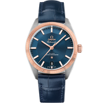 Load image into Gallery viewer, Quadrante blu sun-brushed a forma di torta pie con indici e lancette in oro Sedna™ 18K con rivestimento Super-LumiNova dell’Omega Constellation Globemaster 39 mm