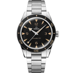 Load image into Gallery viewer, Quadrante nero opaco con indici a bastone e numeri arabi a ore 12, 3, 6, 9 con Super-LumiNova vintage dell’Omega Seamaster 300 41 mm