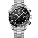 Load image into Gallery viewer, Quadrante ceramica blu con numeri arabi e datario a ore 3 dell’Omega Seamaster Planet Ocean 600M 45,5 mm