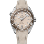 Load image into Gallery viewer, Quadrante sabbiato color crema dell’Omega Seamaster Planet Ocean 600M 43,5 mm con indici a bastone PVD acciaio grigio e lancette con Super-LumiNova bianca