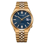 Load image into Gallery viewer, Orologio Citizen Tsuyosa 60 NK0023-57L uomo automatico con cassa acciaio oro rosa 40 mm e quadrante blu.