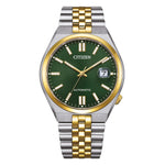 Load image into Gallery viewer, Orologio Citizen Tsuyosa NK0024-54X uomo automatico bicolore con cassa 40 mm, quadrante verde e vetro zaffiro.