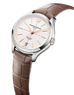 Load image into Gallery viewer, Baume & Mercier Clifton 10831 - cassa acciaio - cinturino pelle marrone - quadrante argento con datario