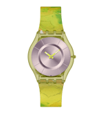 Load image into Gallery viewer, Swatch Paradise canopy SS08G112 - cassa gialla - cinturino silicone multicolor - quadrante argento