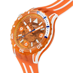 Load image into Gallery viewer, Swatch Pacific sea nettle SSCU09O100 - cassa arancione - quadrante arancione trasparente - cinturino silicone arancione