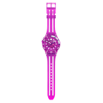 Load image into Gallery viewer, Swatch Flower hat SSCU09P100 - cassa viola - quadrante viola trasparente - cinturino silicone viola